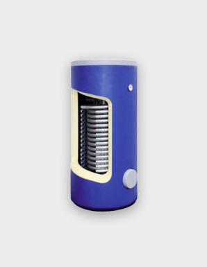 MELEGVÍZTÁROLÓ EMELT FELÜLETŰ HŐCSERÉLŐVEL, HŐSZIVATTYÚHOZ 300L